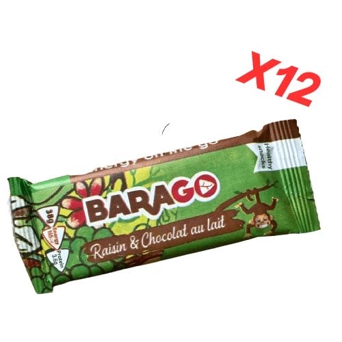 BARAGO raisin & chocolat au lait (12 barres)