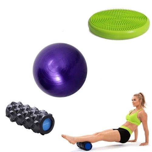 Pack de Rouleau de Massage Coussin D'Equilibre et Gym Ball